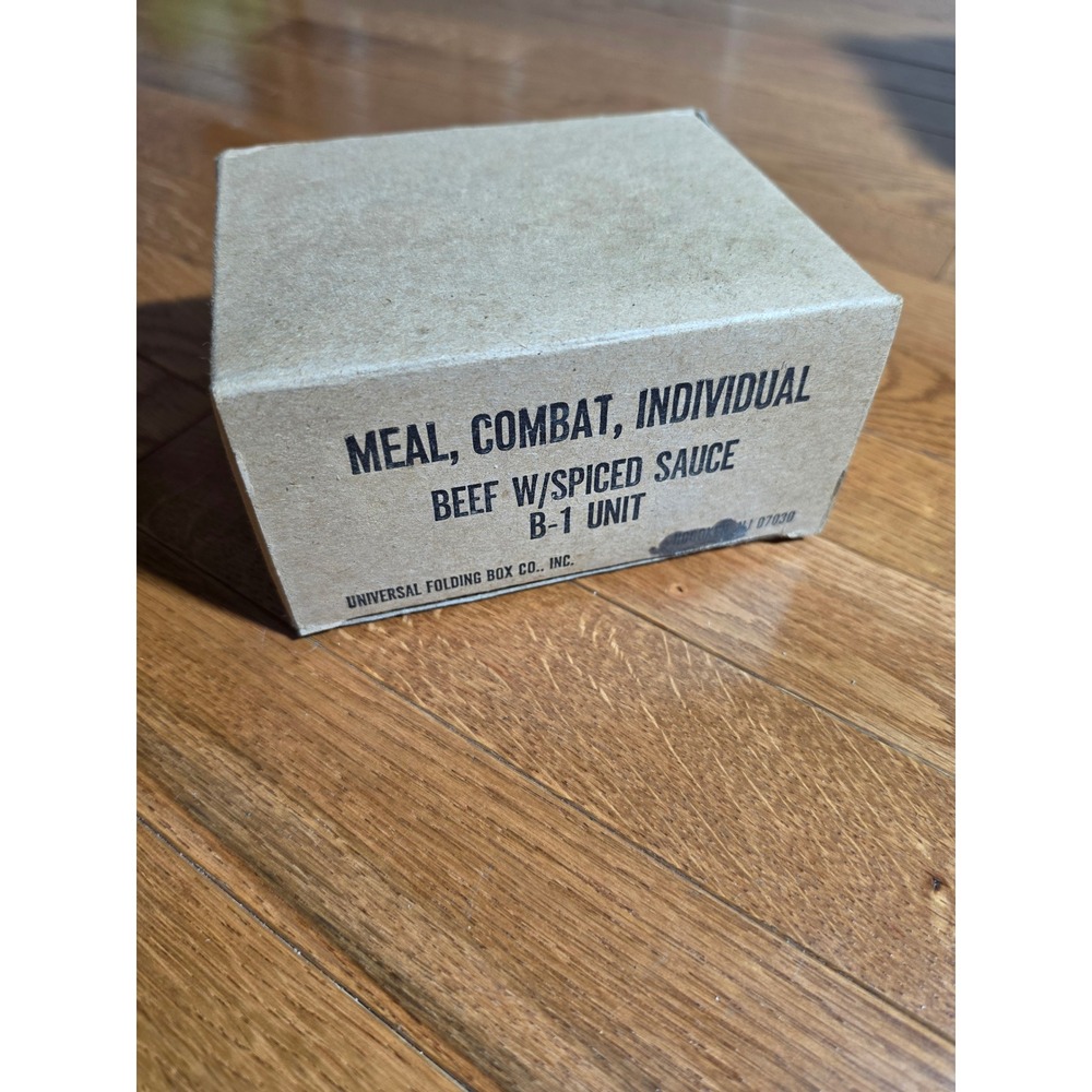 Vietnam Era MCI Ration Box US Military OS Tan Good Beef Spiced Sauce B-1